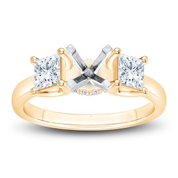 Certified Princess-Cut Diamond Engagement Ring Setting 7/8 ct tw 14K Yellow Gold