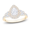 Thumbnail Image 1 of Brilliant Moments Certified Pear-Shaped Diamond Double Halo Engagement Ring 1-1/5 ct tw 14K Yellow Gold