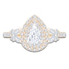 Thumbnail Image 3 of Brilliant Moments Certified Pear-Shaped Diamond Double Halo Engagement Ring 1-1/5 ct tw 14K Yellow Gold