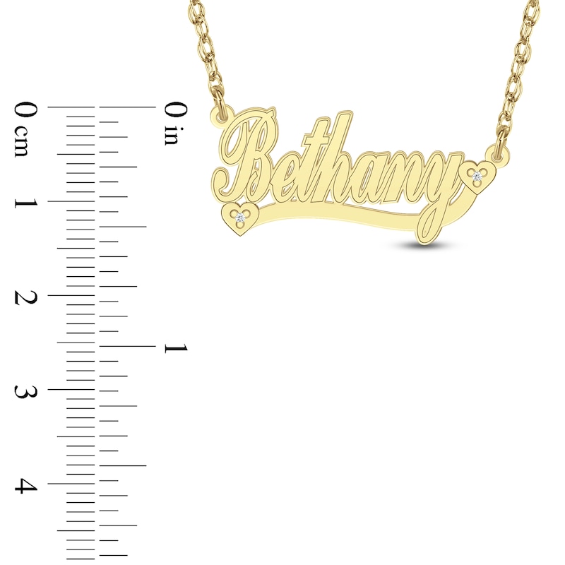 Main Image 4 of Diamond Accent Hearts Name Necklace 14K Yellow Gold 18"