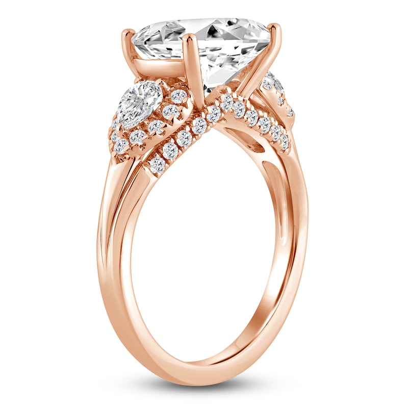 Main Image 2 of Oval-Cut Lab-Grown Diamond East-West Engagement Ring 3-3/4 ct tw 14K Rose Gold
