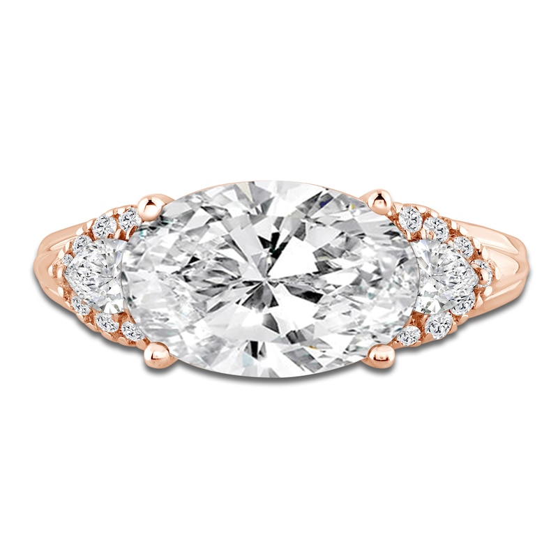 Main Image 3 of Oval-Cut Lab-Grown Diamond East-West Engagement Ring 3-3/4 ct tw 14K Rose Gold