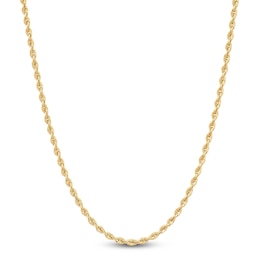 Glitter Rope Chain Necklace 2mm Semi-Solid 10K Yellow Gold 16"