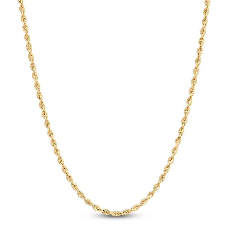 Main Image 1 of Glitter Rope Chain Necklace 2mm Semi-Solid 10K Yellow Gold 16"
