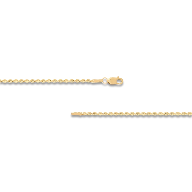 Main Image 2 of Glitter Rope Chain Necklace 2mm Semi-Solid 10K Yellow Gold 16"