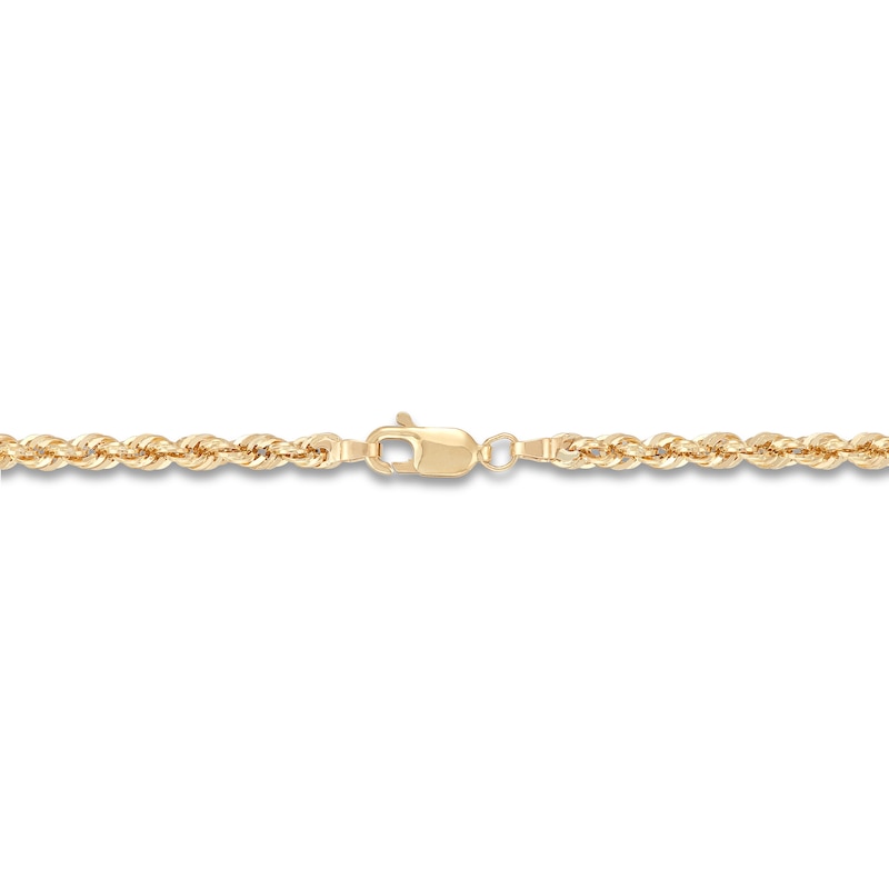 Main Image 2 of Glitter Rope Chain Necklace 3mm Solid 10K Yellow Gold 18"