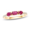 Thumbnail Image 1 of Oval-Cut Natural Ruby & Diamond Three-Stone Ring 1/20 ct tw 10K Yellow Gold