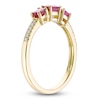 Thumbnail Image 2 of Oval-Cut Natural Ruby & Diamond Three-Stone Ring 1/20 ct tw 10K Yellow Gold