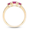 Thumbnail Image 3 of Oval-Cut Natural Ruby & Diamond Three-Stone Ring 1/20 ct tw 10K Yellow Gold