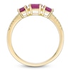 Thumbnail Image 4 of Oval-Cut Natural Ruby & Diamond Three-Stone Ring 1/20 ct tw 10K Yellow Gold