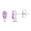 Thumbnail Image 1 of Pear-Shaped Natural Pink Sapphire & Diamond Accent Stud Earrings 10K White Gold