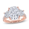 Thumbnail Image 1 of Cushion & Trapezoid-Cut Lab-Grown Diamond Three-Stone Engagement Ring 6-1/2 ct tw 14K Rose Gold