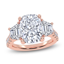Cushion & Trapezoid-Cut Lab-Grown Diamond Three-Stone Engagement Ring 6-1/2 ct tw 14K Rose Gold