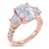 Thumbnail Image 2 of Cushion & Trapezoid-Cut Lab-Grown Diamond Three-Stone Engagement Ring 6-1/2 ct tw 14K Rose Gold