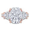 Thumbnail Image 3 of Cushion & Trapezoid-Cut Lab-Grown Diamond Three-Stone Engagement Ring 6-1/2 ct tw 14K Rose Gold