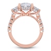 Thumbnail Image 4 of Cushion & Trapezoid-Cut Lab-Grown Diamond Three-Stone Engagement Ring 6-1/2 ct tw 14K Rose Gold