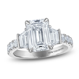 Vera Wang VOW Emerald-Cut & Trapezoid-Cut Lab-Grown Diamond Three-Stone Engagement Ring 4-3/8 ct tw Platinum