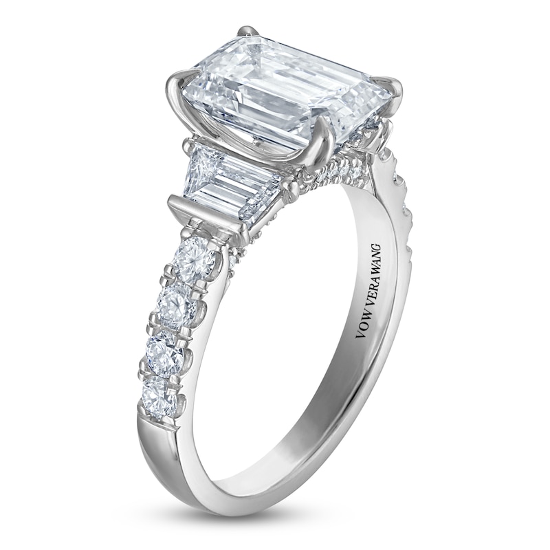 Main Image 2 of Vera Wang VOW Emerald-Cut & Trapezoid-Cut Lab-Grown Diamond Three-Stone Engagement Ring 4-3/8 ct tw Platinum