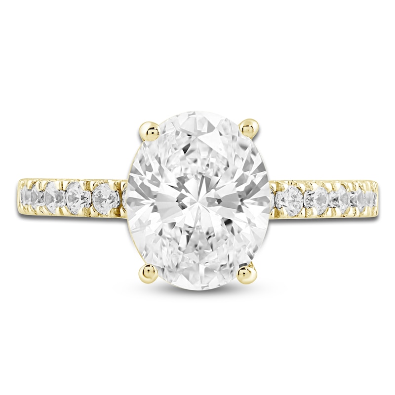 Main Image 3 of Oval & Round Lab-Grown Diamond Engagement Ring 2-1/2 ct tw 14K Yellow Gold