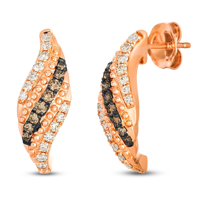 Main Image 2 of Le Vian Diamond Flame-Shaped Stud Earrings 1/2 ct tw 14K Strawberry Gold