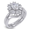 Thumbnail Image 2 of Oval-Cut Lab-Grown Diamond Starburst Frame Bridal Set 7/8 ct tw 14K White Gold