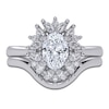 Thumbnail Image 3 of Oval-Cut Lab-Grown Diamond Starburst Frame Bridal Set 7/8 ct tw 14K White Gold