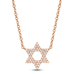 Shy Creation Star of David Diamond Necklace 1/10 ct tw 14K Rose Gold 18" SC55005243
