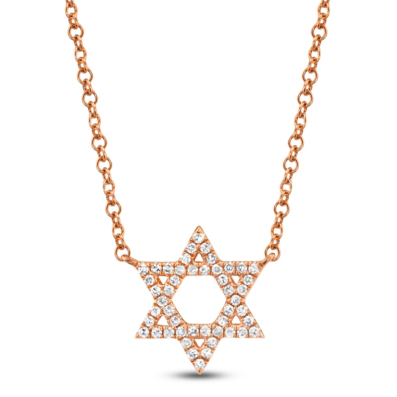 Main Image 1 of Shy Creation Star of David Diamond Necklace 1/10 ct tw 14K Rose Gold 18" SC55005243