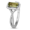Thumbnail Image 2 of Emerald-Cut Peridot & Diamond Halo Ring 1/5 ct tw 10K White Gold