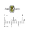 Thumbnail Image 3 of Emerald-Cut Peridot & Diamond Halo Ring 1/5 ct tw 10K White Gold