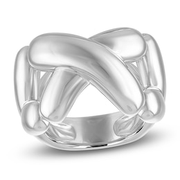 Unspoken Crossover Ring 15mm Semi-Solid Sterling Silver