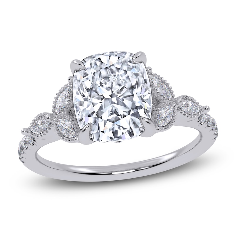Main Image 1 of Certified Cushion-Cut Lab-Grown Diamond Engagement Ring 2-1/3 ct tw 14K White Gold