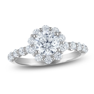 Chosen Round-Cut Diamond Flower Engagement Ring 1-3/4 ct tw 14K White Gold