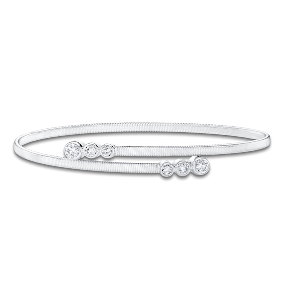 Shy Creation Corelli Collection Diamond Bypass Flex Bangle 1/2 ct tw 14K White Gold B22001080ZS