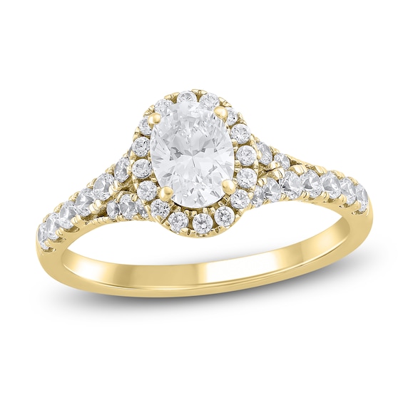 Chosen Certified Oval-Cut Diamond Halo Engagement Ring 1 ct tw 14K Yellow Gold