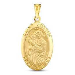 Saint Joseph Oval Medal Charm Semi-Solid 14K Yellow Gold