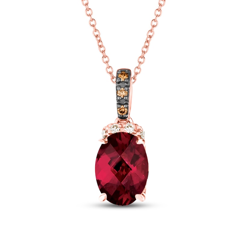 Main Image 1 of Le Vian Natural Rhodolite Garnet Necklace 1/20 ct tw Diamonds 14K Strawberry Gold