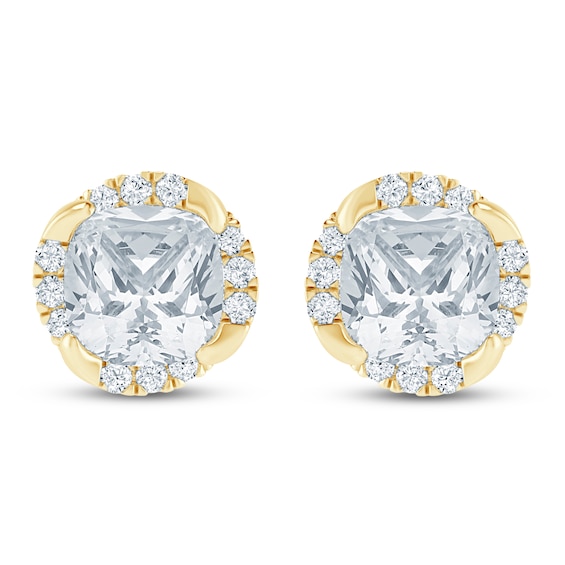 Pnina Tornai Cushion-Cut Lab-Grown Diamond Rose Halo Stud Earrings 2-5/8 ct tw 14K Yellow Gold