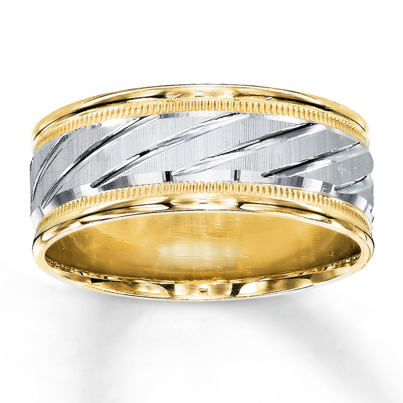 Main Image 1 of Wedding Band 10K Two-Tone Gold 8mm