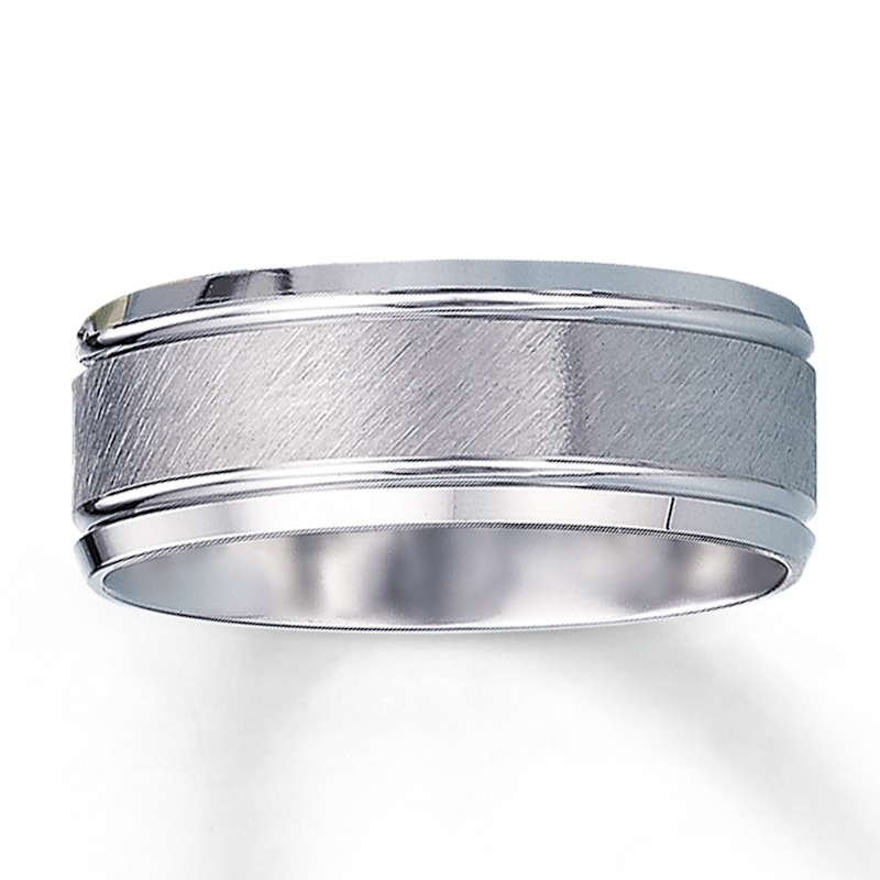 Main Image 1 of Wedding Band 10K White Gold 8mm