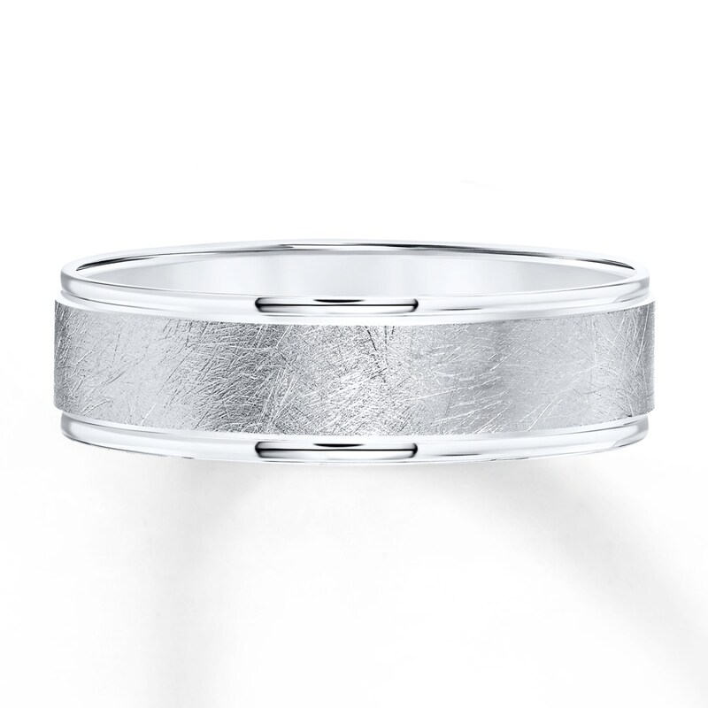 Main Image 1 of Wedding Band 10K White Gold 6.5mm