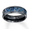 Men's Wedding Band Blue Carbon Fiber Stainless Steel 8mm