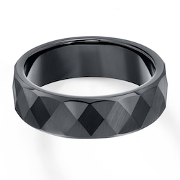 Wedding Band Black Tungsten Carbide 7mm