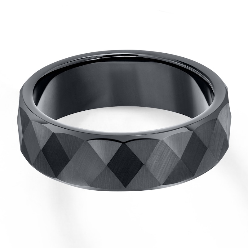 Main Image 1 of Wedding Band Black Tungsten Carbide 7mm