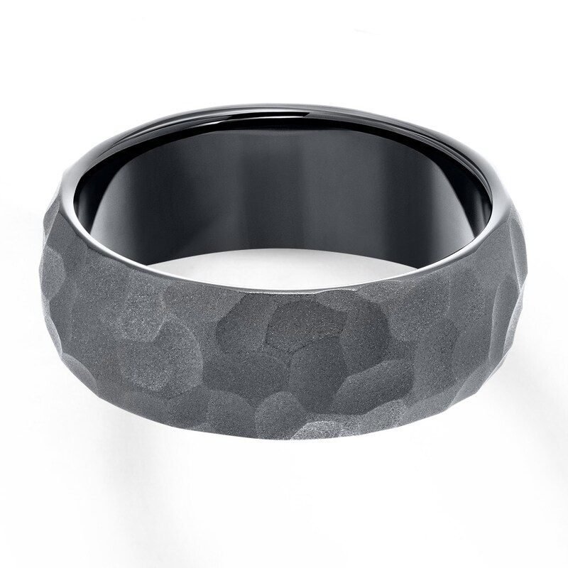 8mm Men's Wedding Band Black Tungsten Carbide
