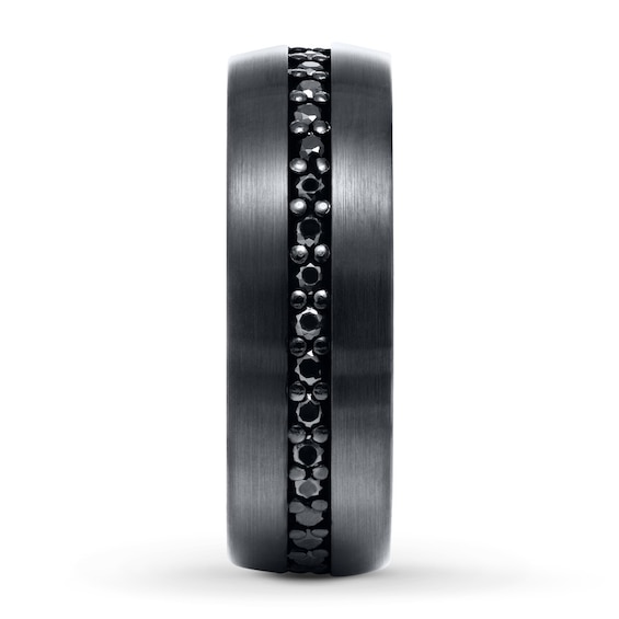 8mm Men's Sapphire Wedding Band Black Tungsten Carbide Jared