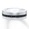 Thumbnail Image 1 of Sapphire Wedding Band White Tungsten Carbide 8mm
