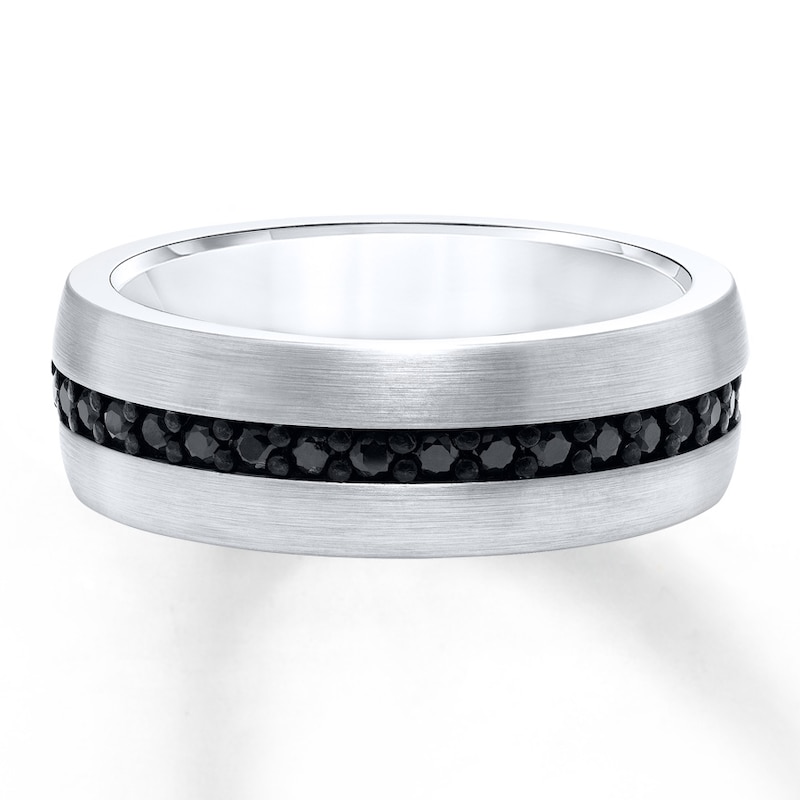 Main Image 1 of Sapphire Wedding Band White Tungsten Carbide 8mm