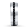 Thumbnail Image 2 of Sapphire Wedding Band White Tungsten Carbide 8mm