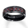 Thumbnail Image 0 of Wedding Band Black Stainless Steel Red Carbon Fiber 8mm